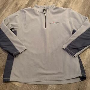 Alo 1/4 Zip Fleece Pullover Mens XXL Gray w Dark Elbow Patches /Insets Broderick